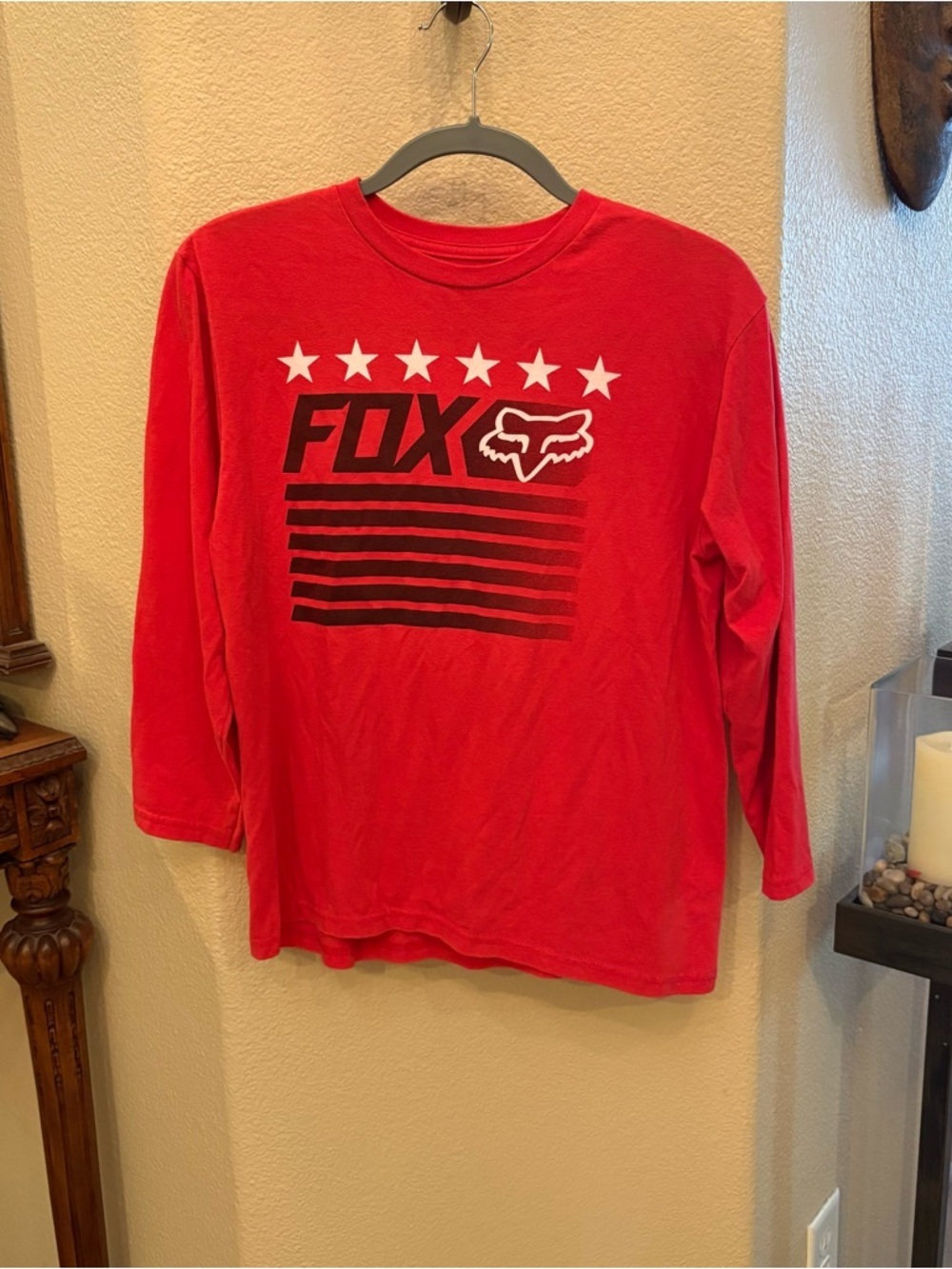 Fox Racing Kids Teens Red Long-Sleeve Graphic Tee Size Large